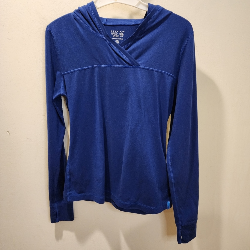 Mountain Hardwear Butter Topper Women's Hooded SPF 50 Baselayer Royal Blue Sz S